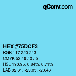 カラーコード: HEX #75DCF3 | qconv.com