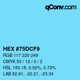 Color code: HEX #75DCF9 | qconv.com