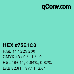 颜色代码: HEX #75E1C8 | qconv.com