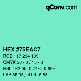 Color code: HEX #75EAC7 | qconv.com