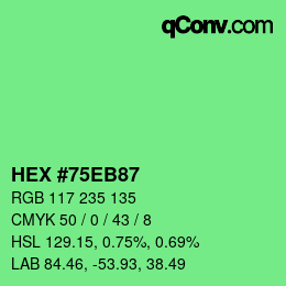 Color code: HEX #75EB87 | qconv.com