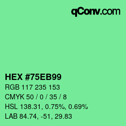Color code: HEX #75EB99 | qconv.com