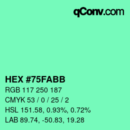 Color code: HEX #75FABB | qconv.com