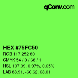 Color code: HEX #75FC50 | qconv.com