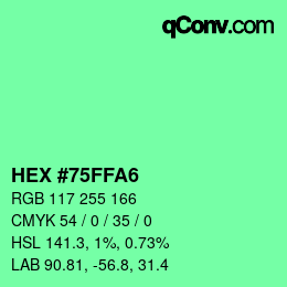颜色代码: HEX #75FFA6 | qconv.com