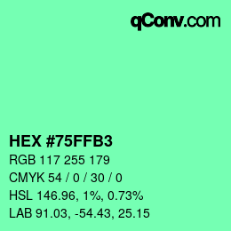 カラーコード: HEX #75FFB3 | qconv.com