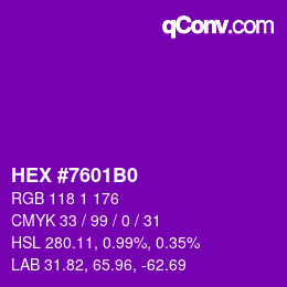 Color code: HEX #7601B0 | qconv.com