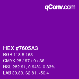 Farbcode: HEX #7605A3 | qconv.com