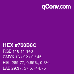 Color code: HEX #760B8C | qconv.com