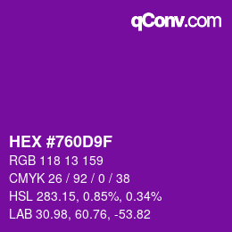 Color code: HEX #760D9F | qconv.com