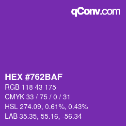Color code: HEX #762BAF | qconv.com