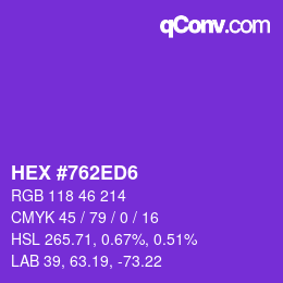 颜色代码: HEX #762ED6 | qconv.com