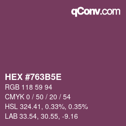 Color code: HEX #763B5E | qconv.com