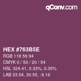 Code couleur: HEX #763B5E | qconv.com