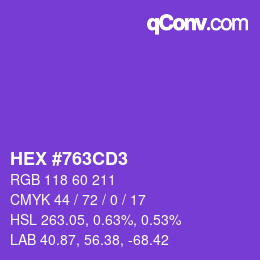 Farbcode: HEX #763CD3 | qconv.com