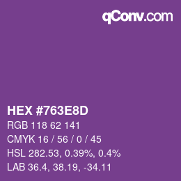 Color code: HEX #763E8D | qconv.com