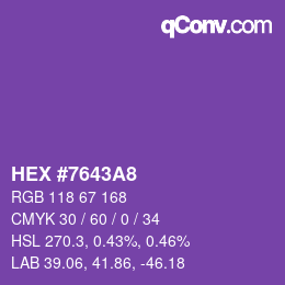 Color code: HEX #7643A8 | qconv.com
