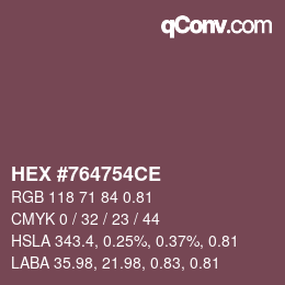 Farbcode: HEX #764754CE | qconv.com