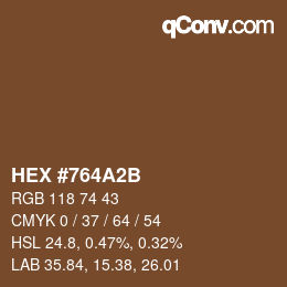 Color code: HEX #764A2B | qconv.com