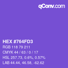 カラーコード: HEX #764FD3 | qconv.com