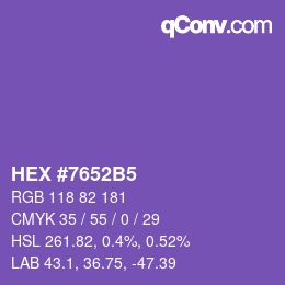 Color code: HEX #7652B5 | qconv.com