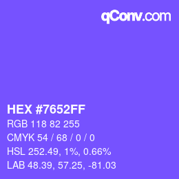 Color code: HEX #7652FF | qconv.com