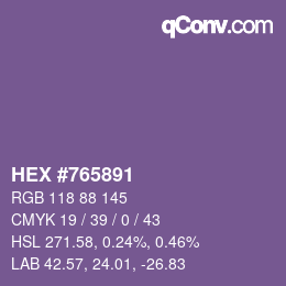 Farbcode: HEX #765891 | qconv.com