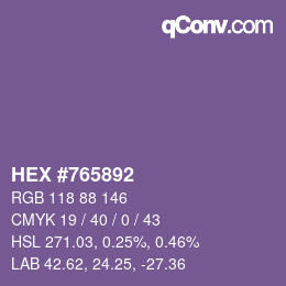 Código de color: HEX #765892 | qconv.com
