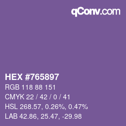 Farbcode: HEX #765897 | qconv.com