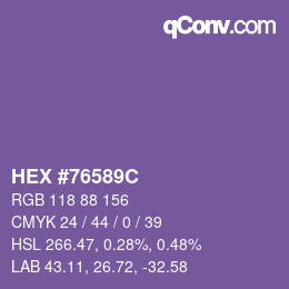 Code couleur: HEX #76589C | qconv.com