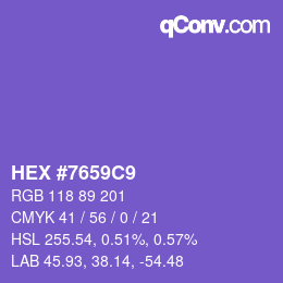Color code: HEX #7659C9 | qconv.com