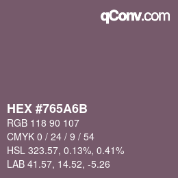 Color code: HEX #765A6B | qconv.com