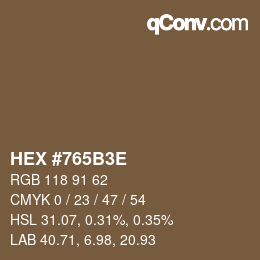 Color code: HEX #765B3E | qconv.com