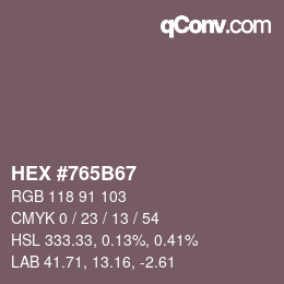 カラーコード: HEX #765B67 | qconv.com