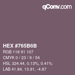 Color code: HEX #765B6B | qconv.com