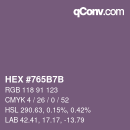Color code: HEX #765B7B | qconv.com