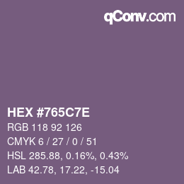 Color code: HEX #765C7E | qconv.com