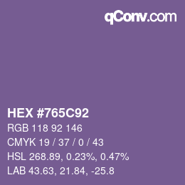 Color code: HEX #765C92 | qconv.com