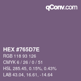 Color code: HEX #765D7E | qconv.com