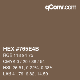 Color code: HEX #765E4B | qconv.com