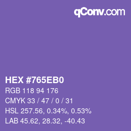 Farbcode: HEX #765EB0 | qconv.com