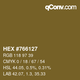 Farbcode: HEX #766127 | qconv.com