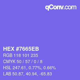 Color code: HEX #7665EB | qconv.com