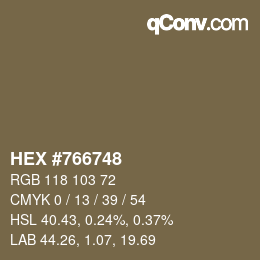 カラーコード: HEX #766748 | qconv.com