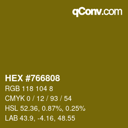 カラーコード: HEX #766808 | qconv.com