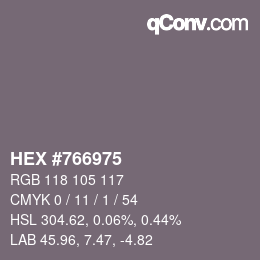 カラーコード: HEX #766975 | qconv.com