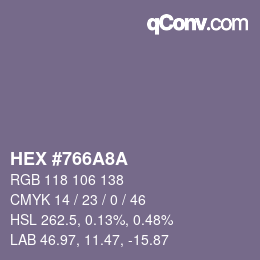 颜色代码: HEX #766A8A | qconv.com