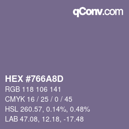 Color code: HEX #766A8D | qconv.com