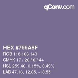 カラーコード: HEX #766A8F | qconv.com