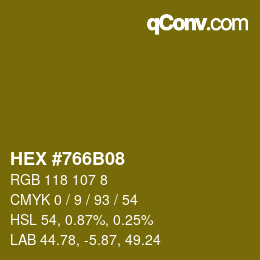 カラーコード: HEX #766B08 | qconv.com